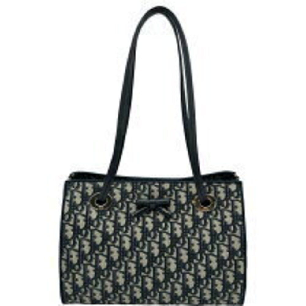 Christian Dior Promenade Shopping Bag Navy Blue Oblique Handbag